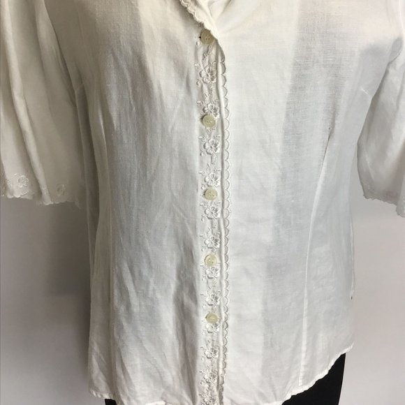 Embroidered Linen Blend Top - Picture 3 of 9